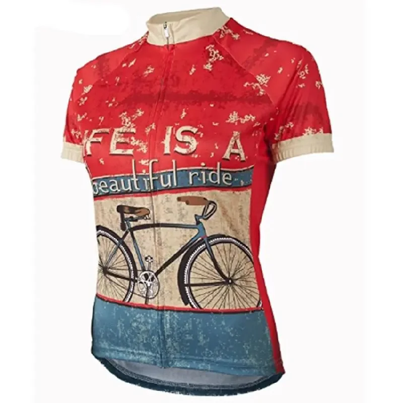 Life Is A Beautiful Ride Women Cycling Jersey Lightweight Hooded Sweatshirt