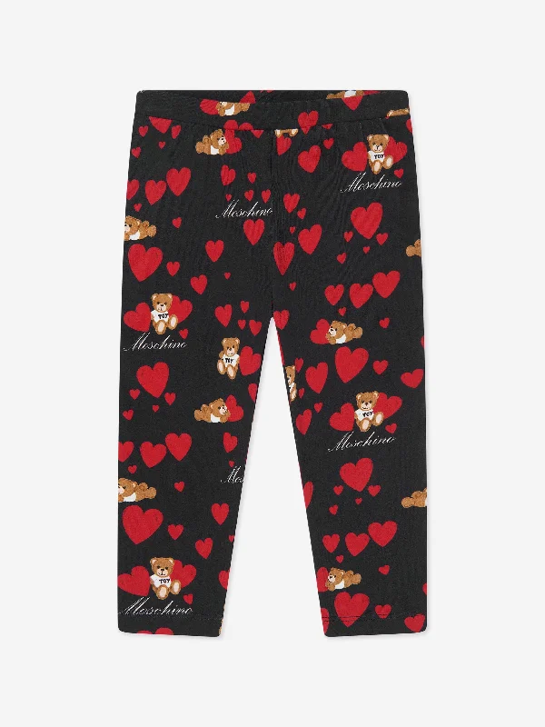 Moschino Baby Girls Teddy Hearts Leggings in Black