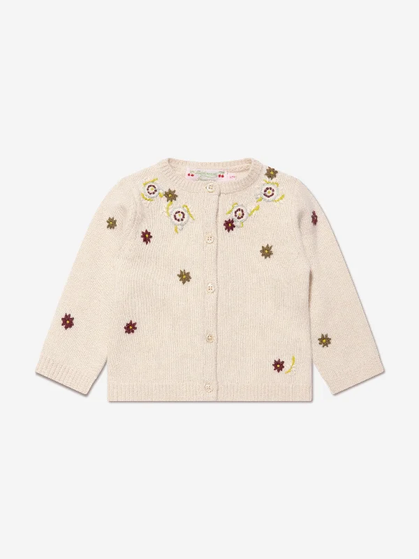 Bonpoint Baby Girls Telnie Wool Cardigan in Ivory