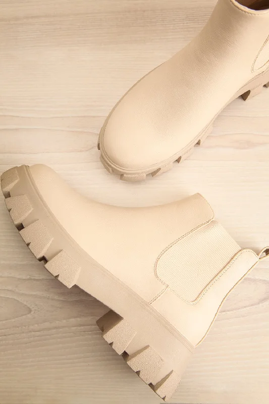 Barakaldo Ivory | Faux-Leather Chelsea Boots