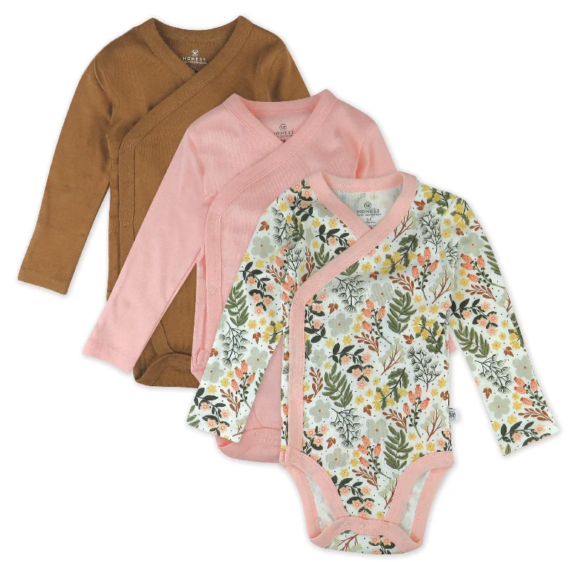 3-Pack Organic Cotton Long Sleeve Side-Snap Bodysuits