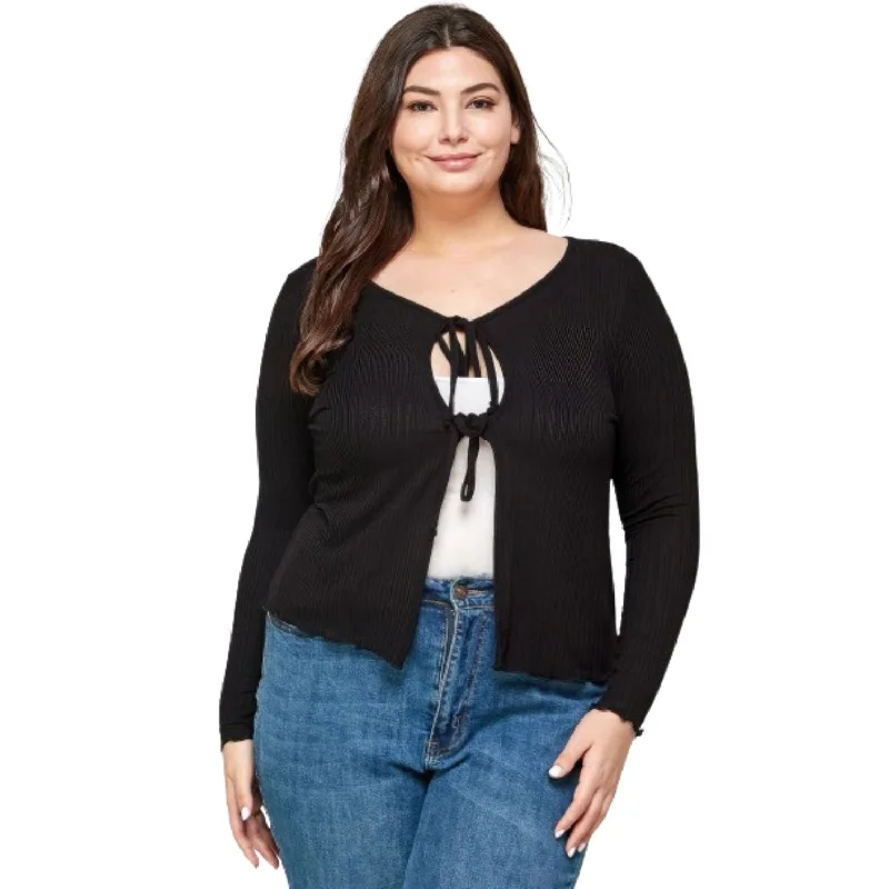 Solid Ribbed Pointelle Cardigan Moisture-wicking sweaters