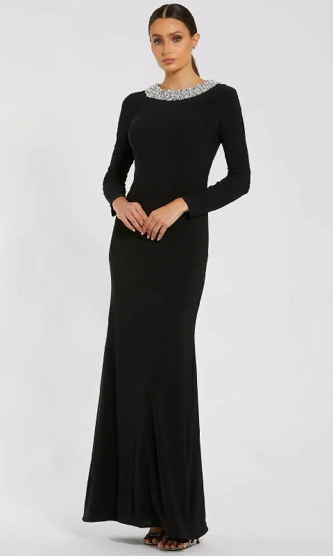 Ieena Duggal 49951 - Long Sleeve Beaded Neckline Evening Gown Affordable party dresses
