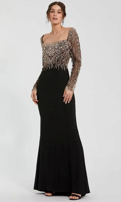 Mac Duggal 2256 - Sheer Sleeve Beaded Top Evening Dress Casual party dresses