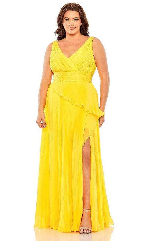 Mac Duggal 49714W - Pleated Deep V-Neck Evening Dress PrettyLittleThing party dresses