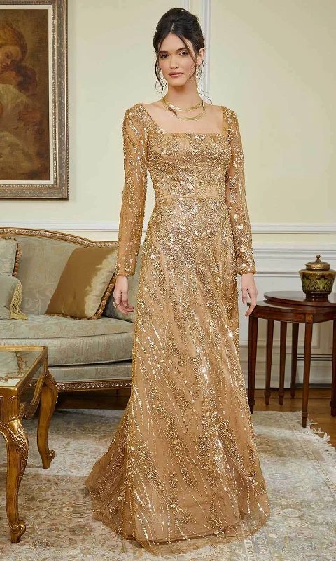 MGNY By Mori Leee 72843 - Bead Embellished Long Sleeve Evening Gown A-line party dresses