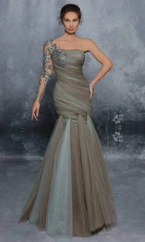 Tarik Ediz - 96008 Asymmetrical Trumpet Evening Dress H&M party dresses